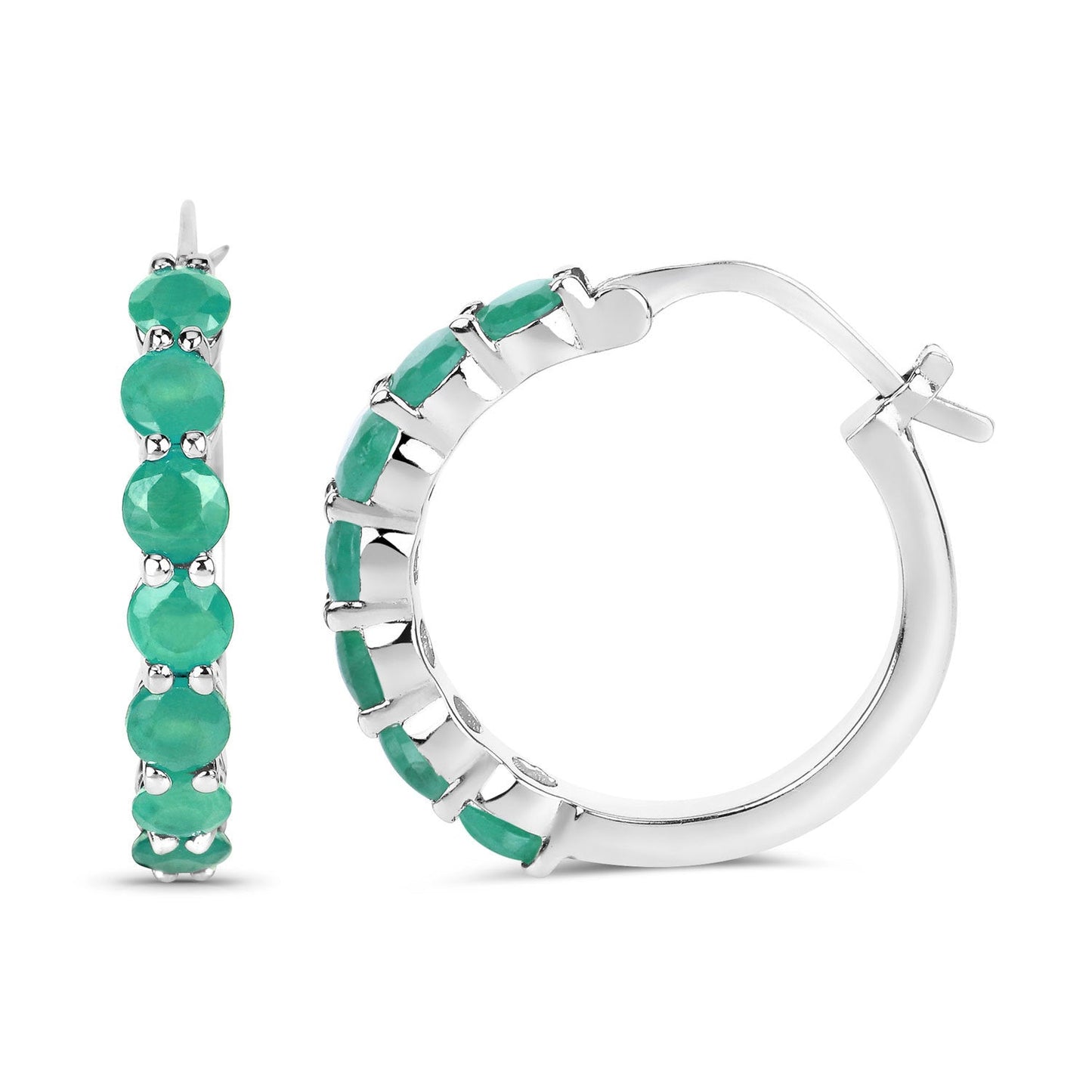 Boucles d'oreilles en argent sterling avec émeraudes véritables de 2,38 carats