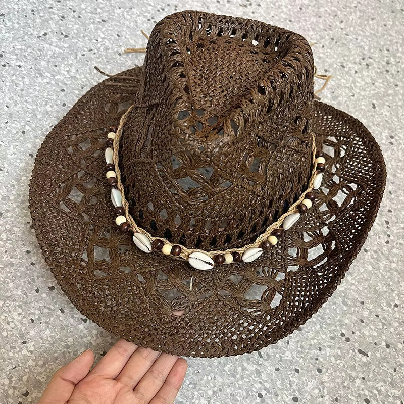 Bohemian Shell Straw Summer Beach Sun Hat