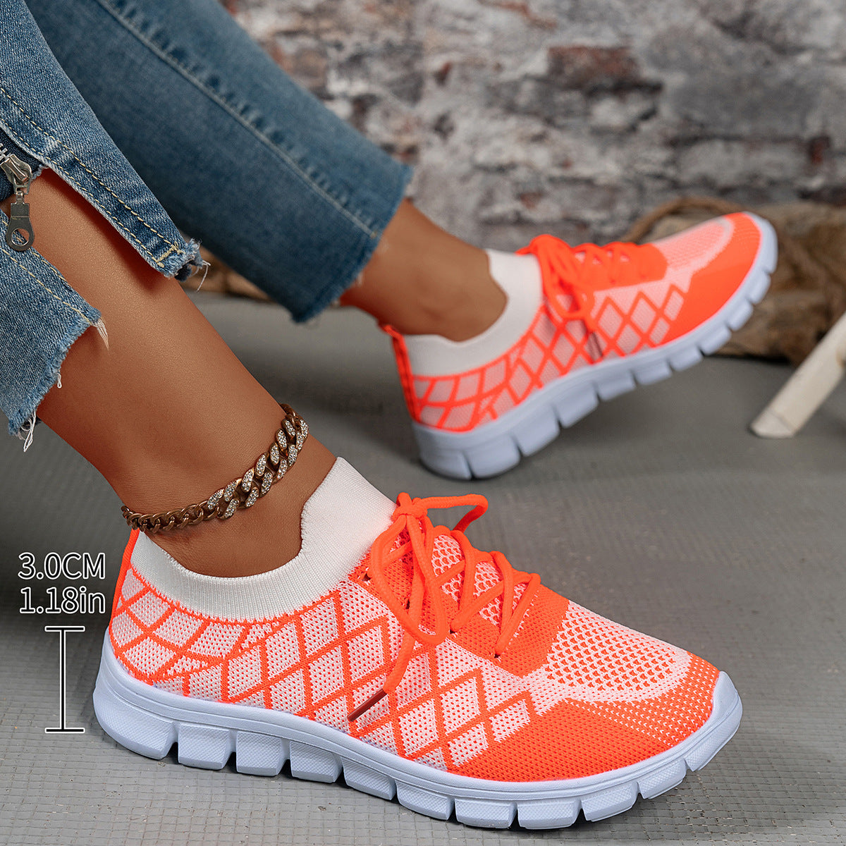 Baskets à lacets en Flyknit à carreaux colorblock pour femmes