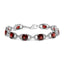 Bracelet en argent sterling .925 avec garnet rouge en taille coussin à carreaux et diamants - Taille