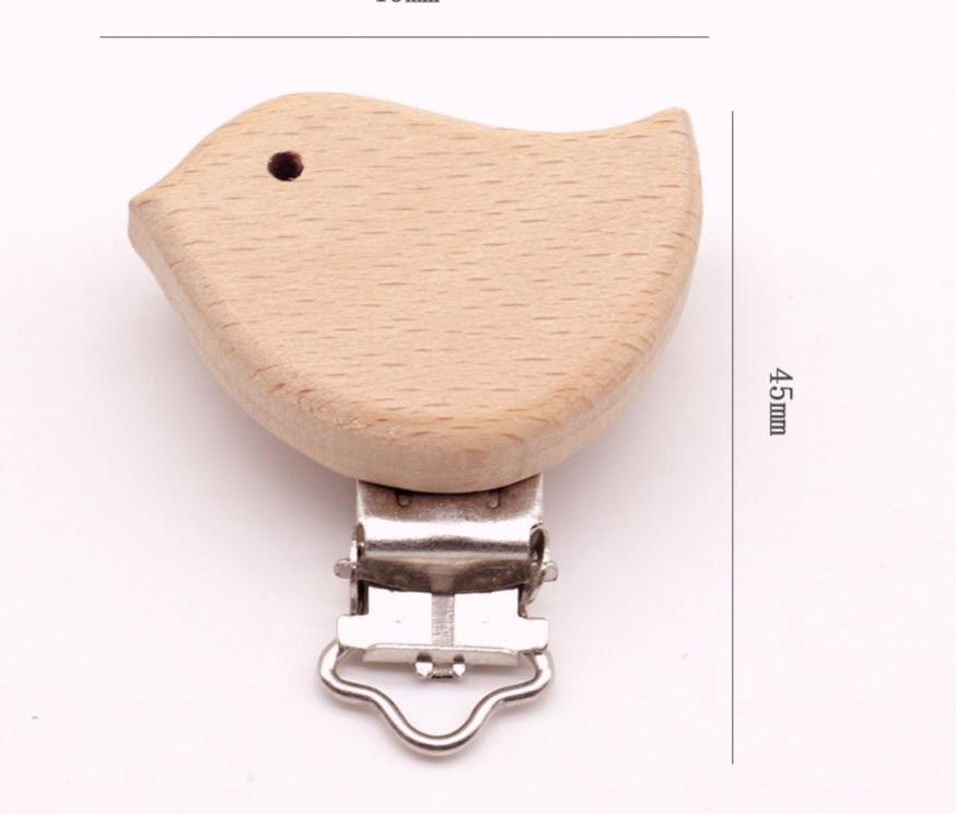 Premium Beech Wood Pacifier Clip - Cute Elephant & Heart Design