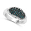 Bague en cluster de diamants bleus et blancs de 0,45 carat en argent sterling
