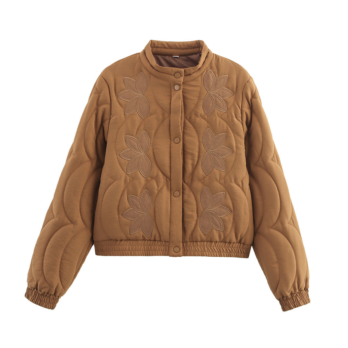 French Embroidered Cotton-Padded Bomber Jacket for Women