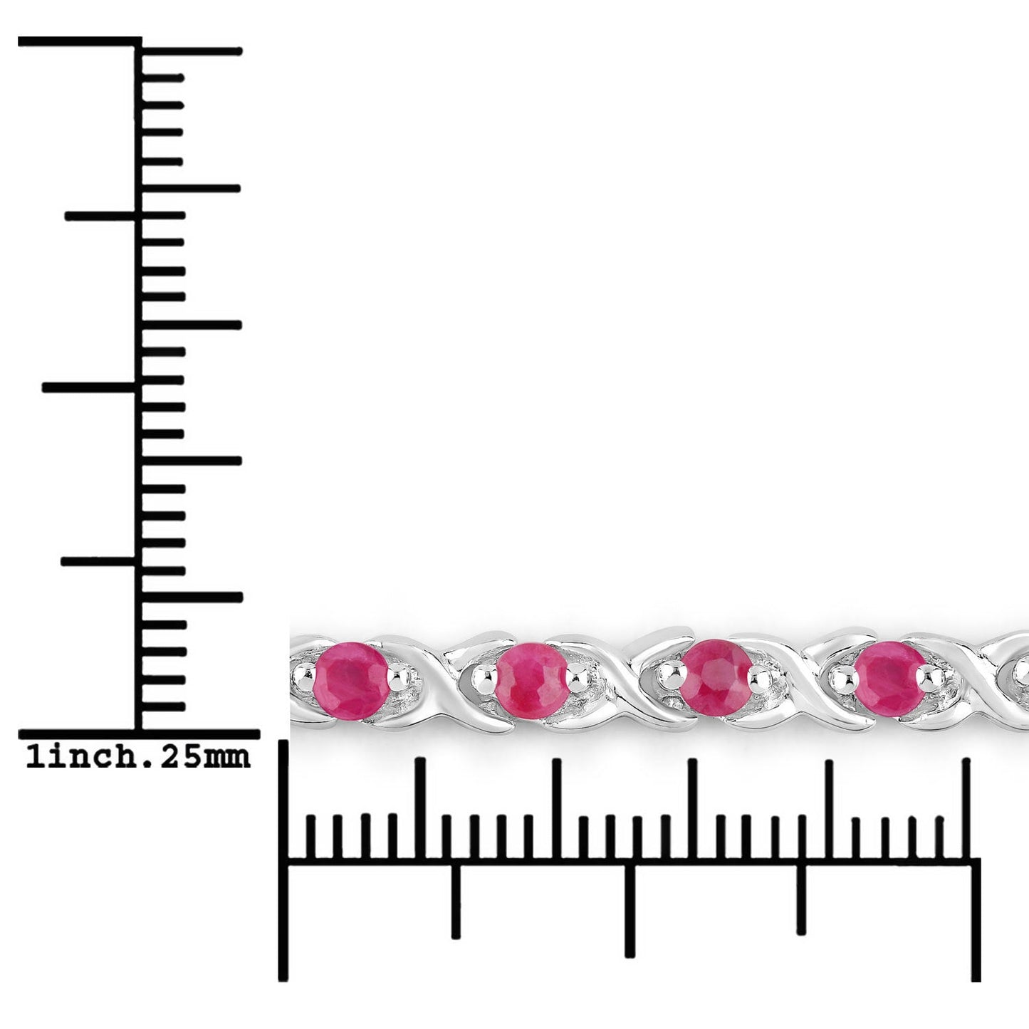 Pulsera de Rubí Genuino de 0.88 Quilates en Plata Esterlina .925