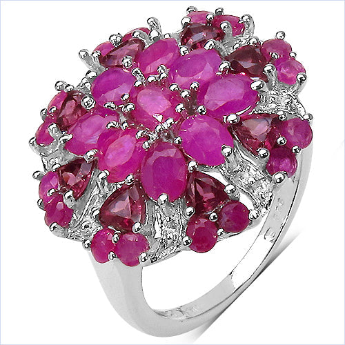 3.90 Carat Genuine Ruby & Rhodolite Sterling Silver Ring