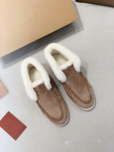 Botas Cortas de Cuero de Lana para Nieve - Forradas de Forro Polar para Calidez