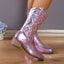 Bottes western à talon épais et bout pointu pour femmes