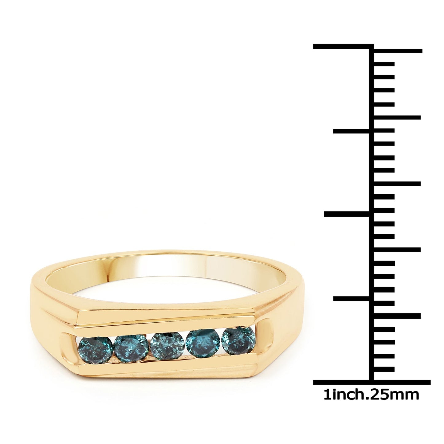 Anillo de Compromiso con Diamante Azul Baño de Oro Amarillo de 14K