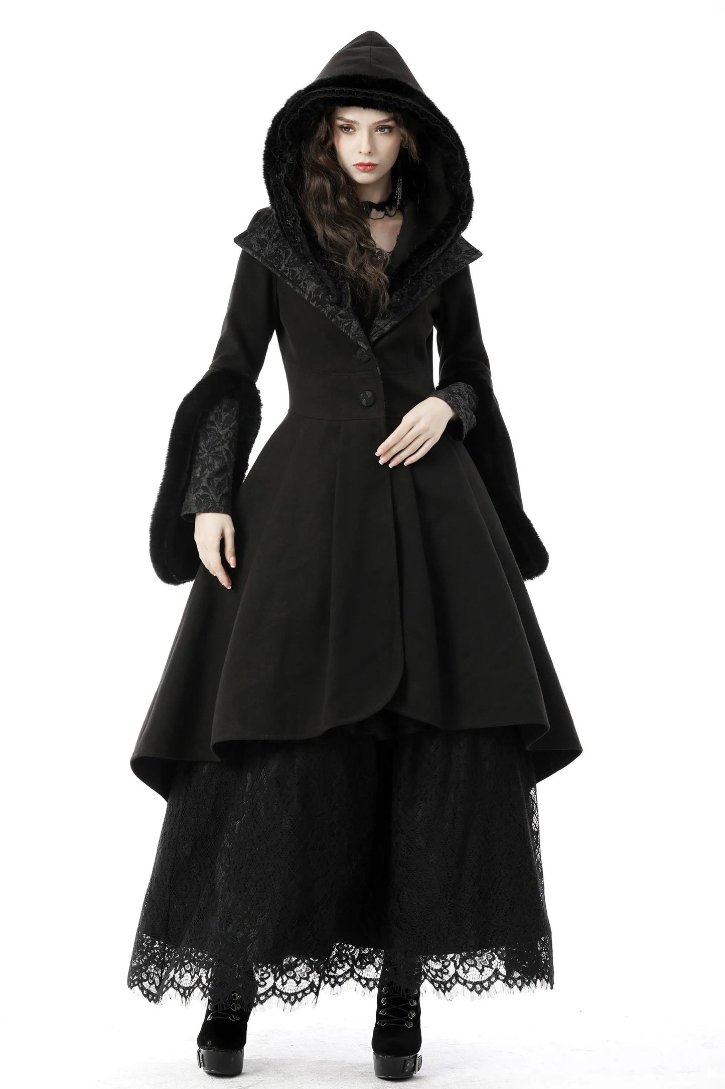 Elegant Stand Collar Wool Overcoat