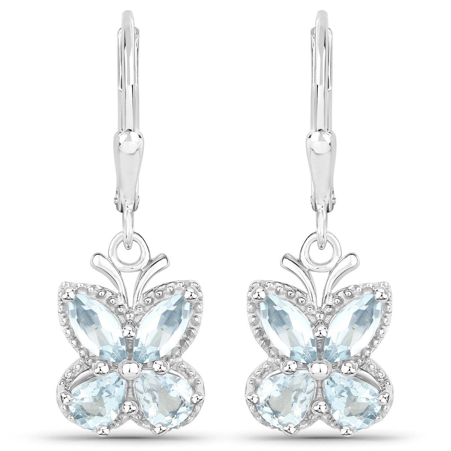 1.76 Carat Genuine Aquamarine Sterling Silver Earrings