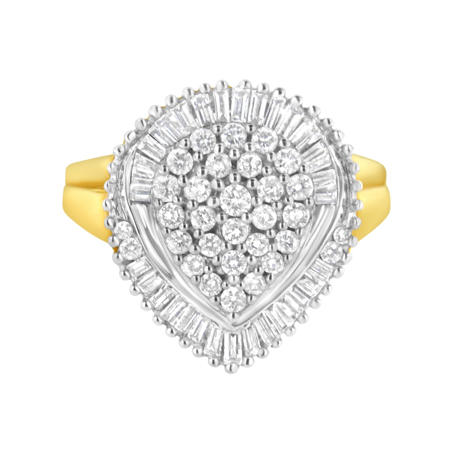 Anillo de Diamantes en Clúster Ovalado de Oro Amarillo de 10K - Talla 7