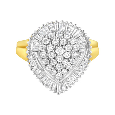 10K Yellow Gold Oval Cluster Diamond Ring - Size 7