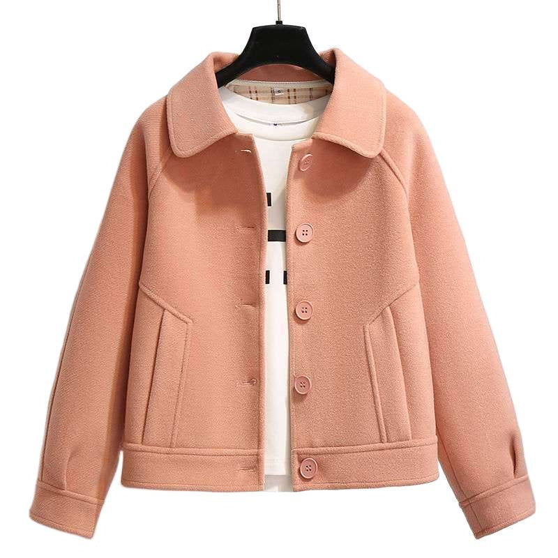 Manteau en laine court loose rétro pour femmes