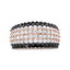 18K Rose Gold Black and White Diamond 6 Row Band Ring - Size 7