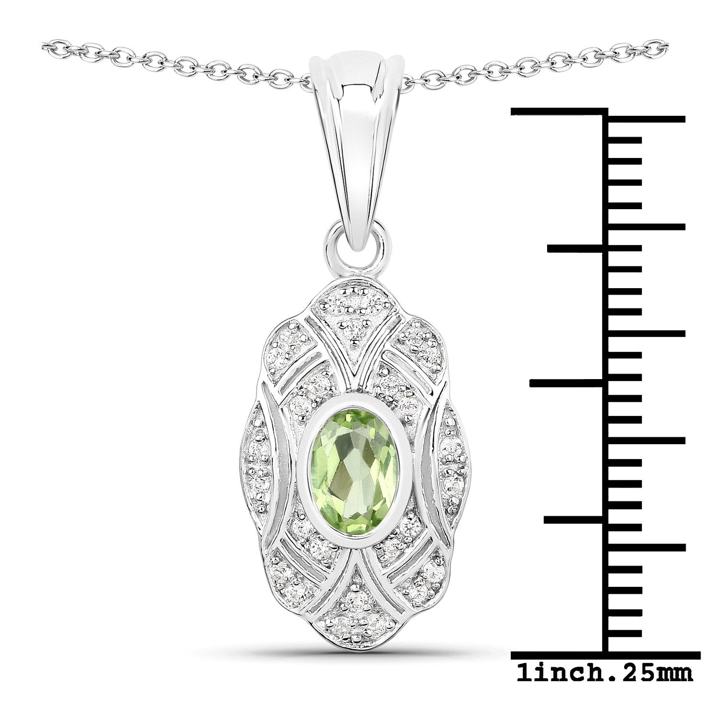 Colgante de Peridoto y Topacio Blanco de 0.55 Quilates en Plata de Ley