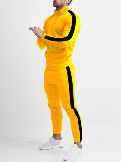 Ensemble de haut zippé et de pantalons à rayures latérales pour hommes grandes tailles
