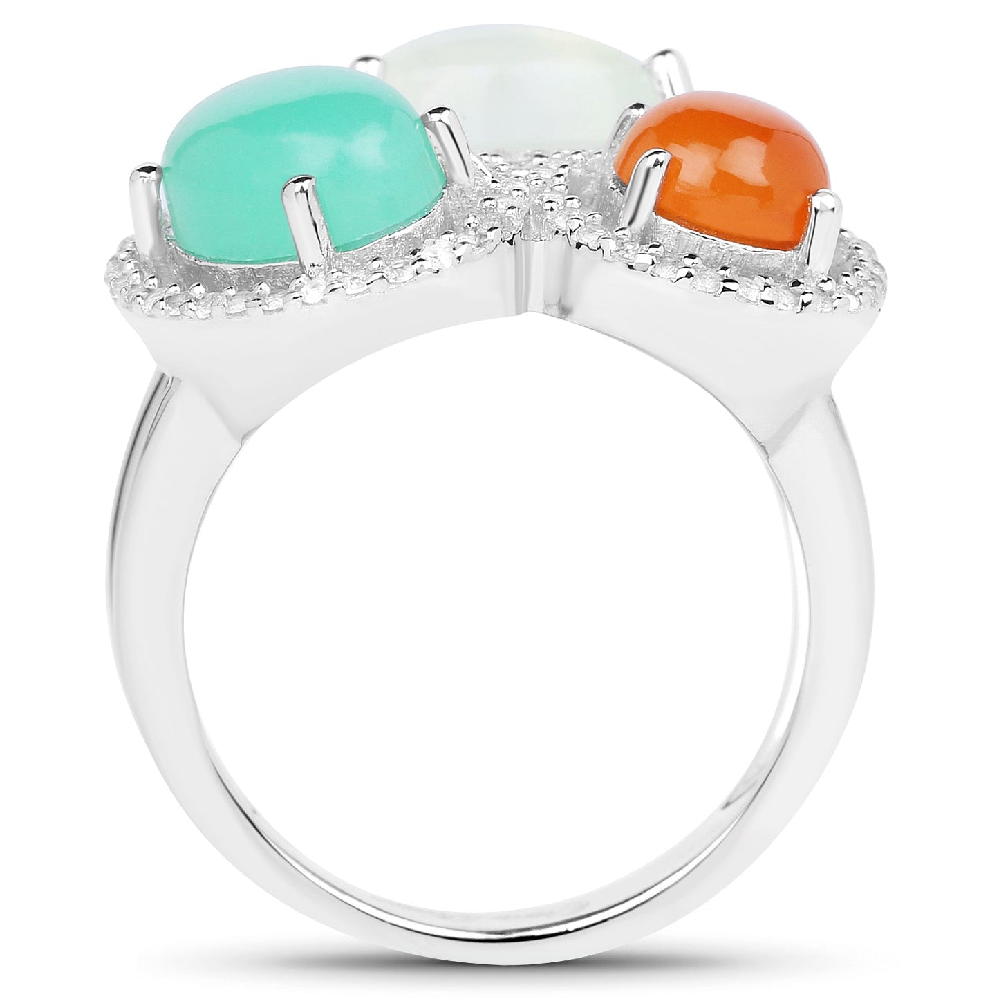 4.82 Carat Multi Stone .925 Sterling Silver Engagement Ring