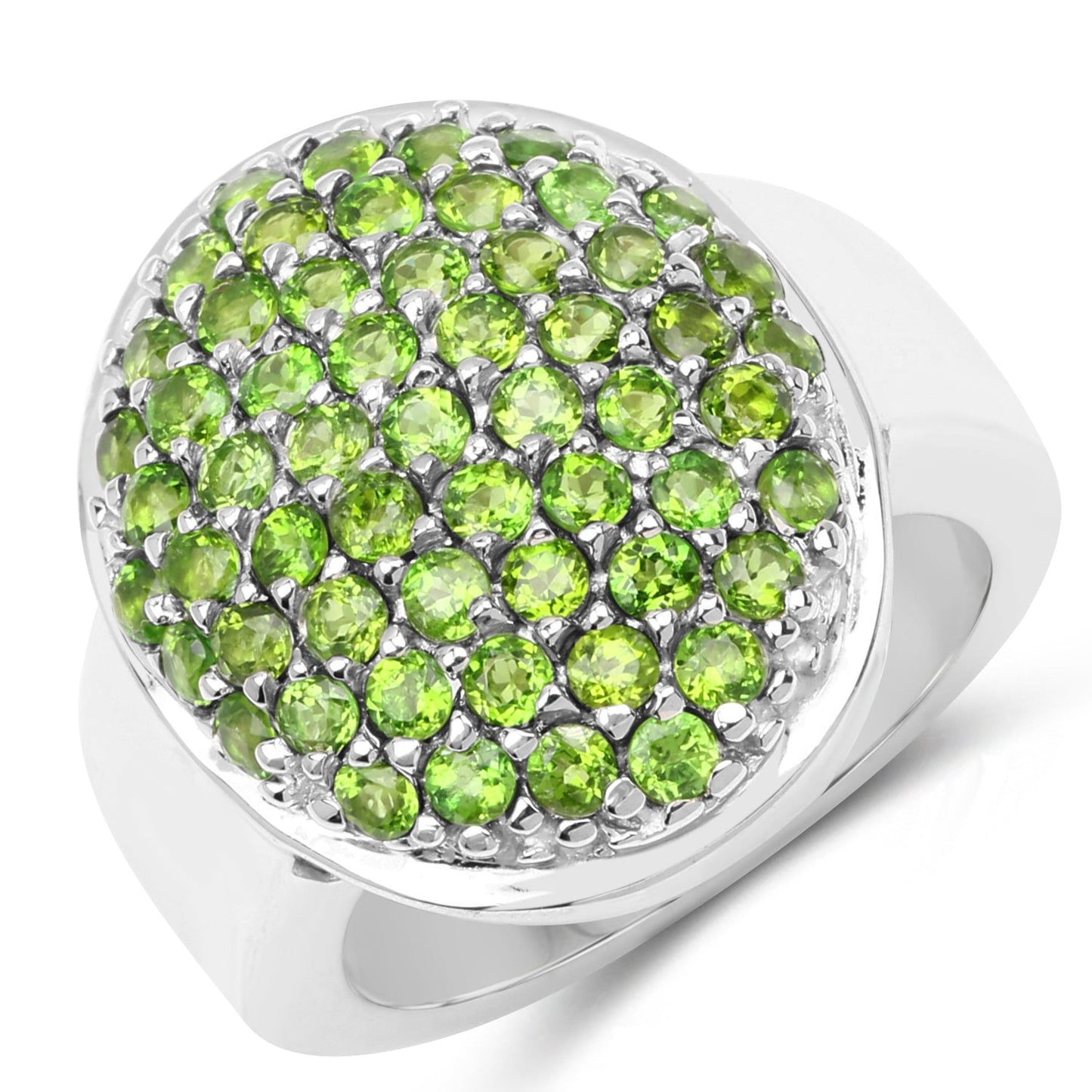 Bague en argent sterling de 2,17 carats en chrome diopside véritable