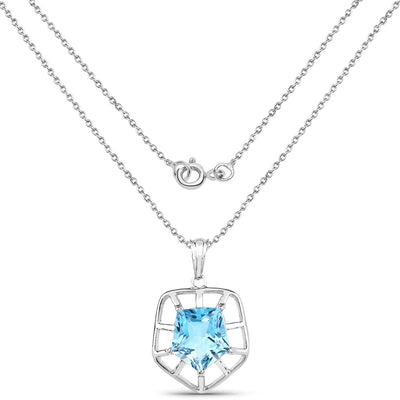 7.60 Carat Genuine Blue Topaz Sterling Silver Pendant