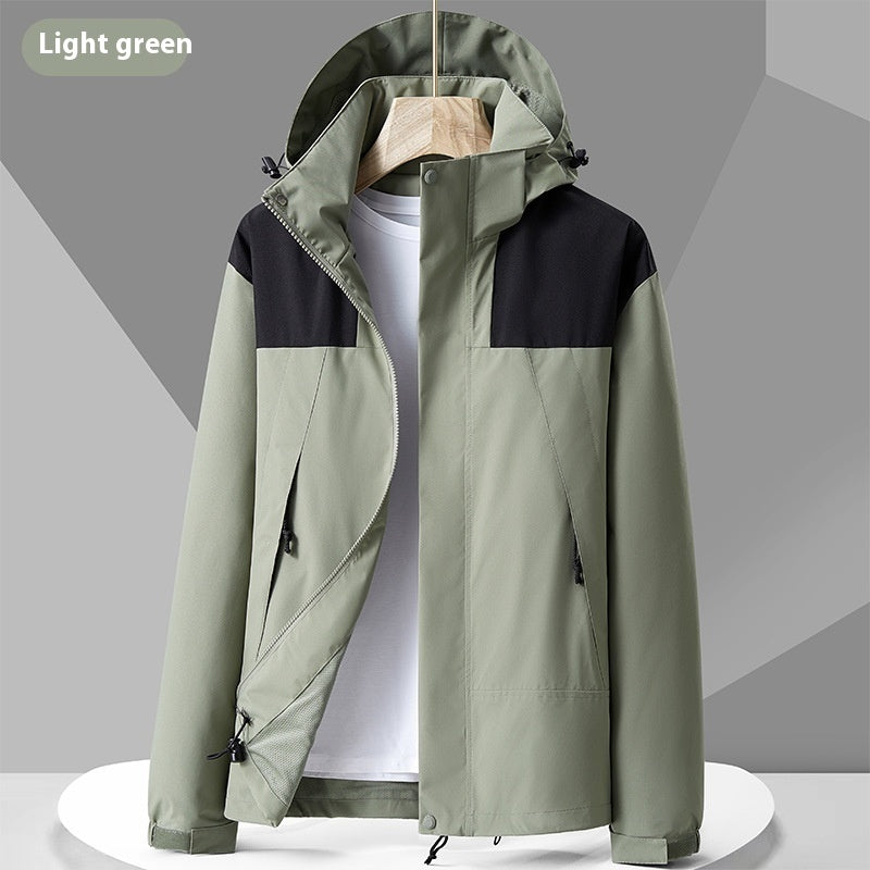 Unisex Colorblock Hooded Windbreaker Jacket with Pockets