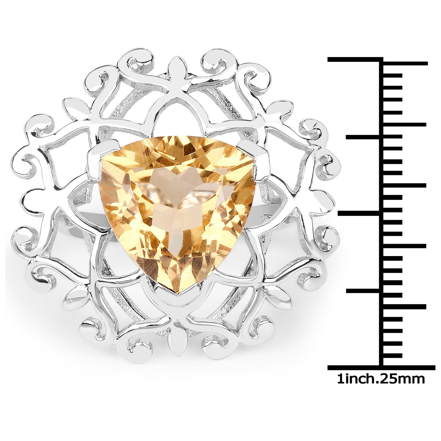 Anillo de Compromiso de Plata Esterlina con Citrino de 5.71 Quilates