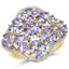 Anillo de Clúster de Tanzanita Baño de Oro de 14K