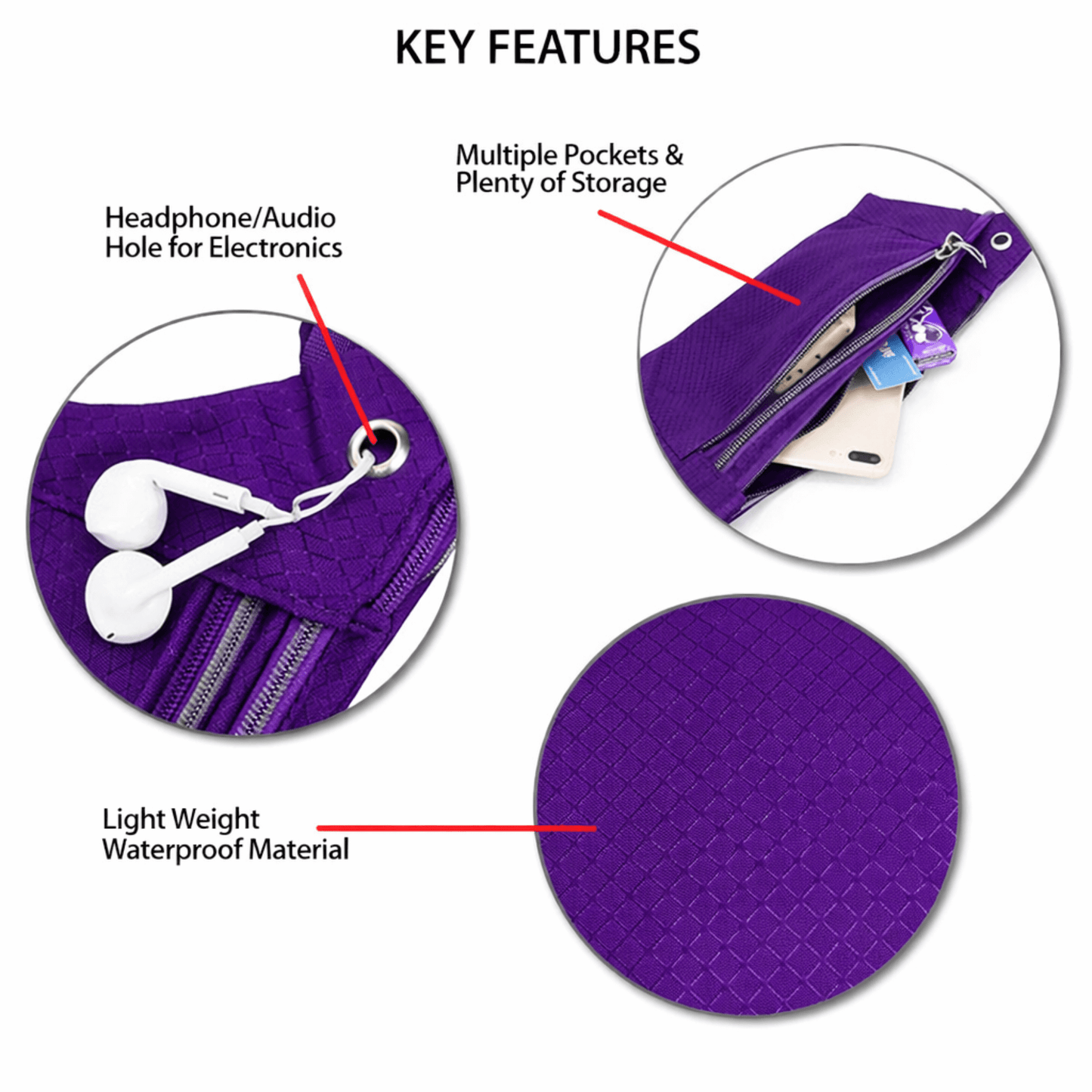 XGear Fitness Sac Banane Étanche pour Course et Voyage
