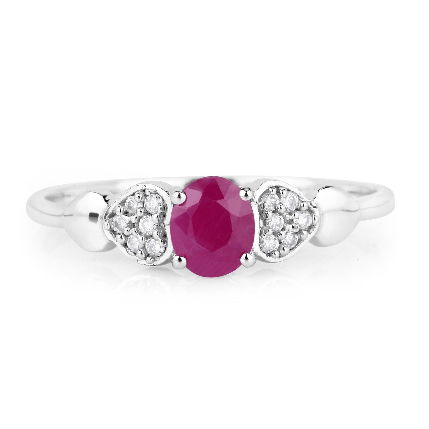 0.36 Carat Ruby and Diamond 14K White Gold Engagement Ring