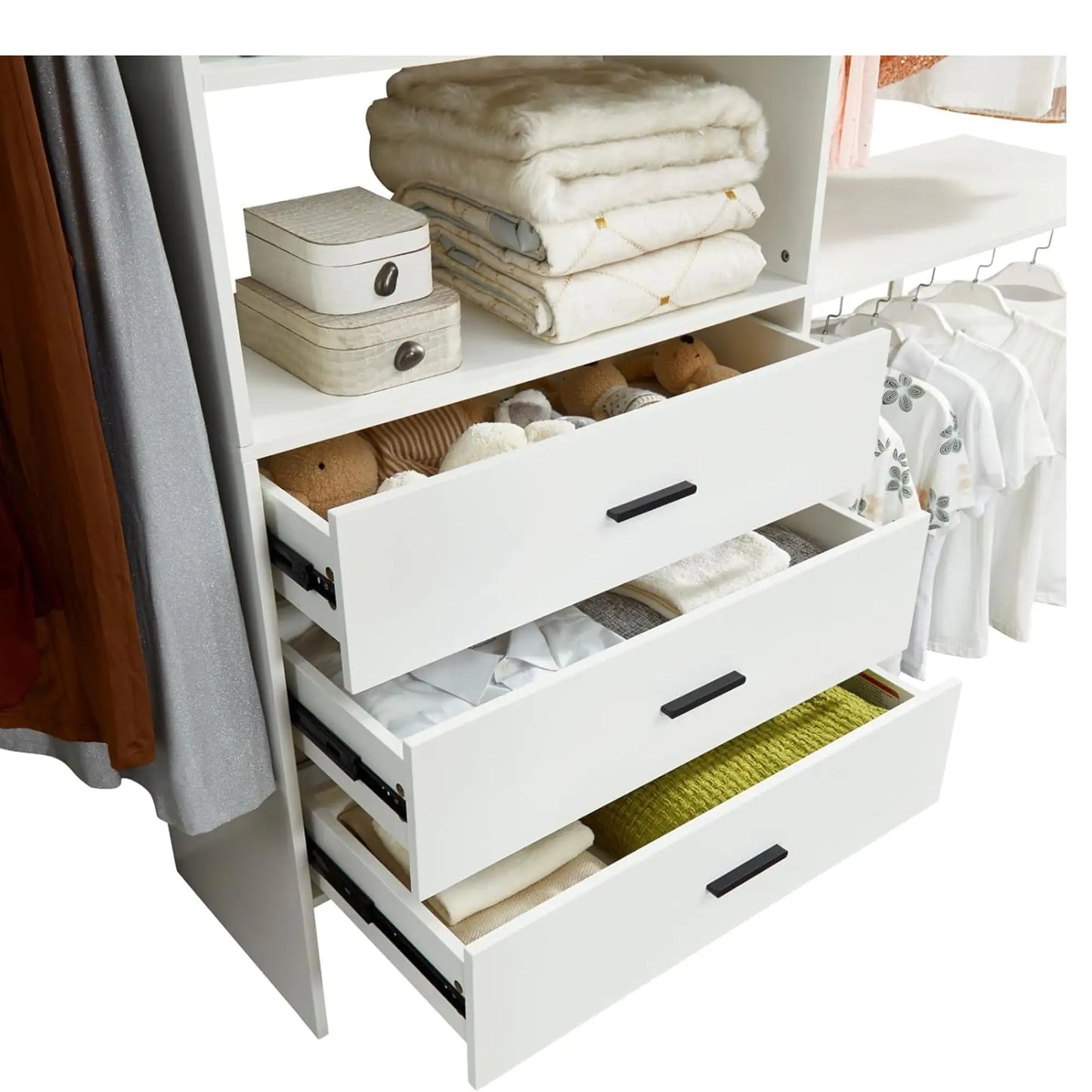 306 Closet Organizer System with Shelves and Drawers - White