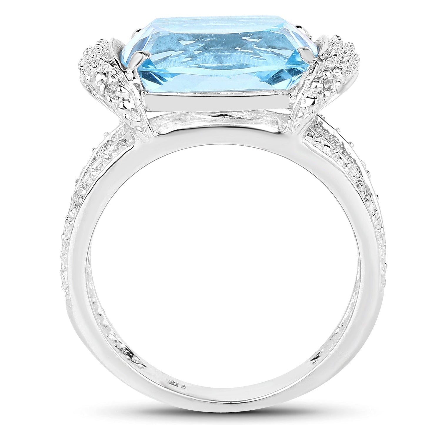 4.78 Carat Blue Topaz & White Topaz Sterling Silver Ring