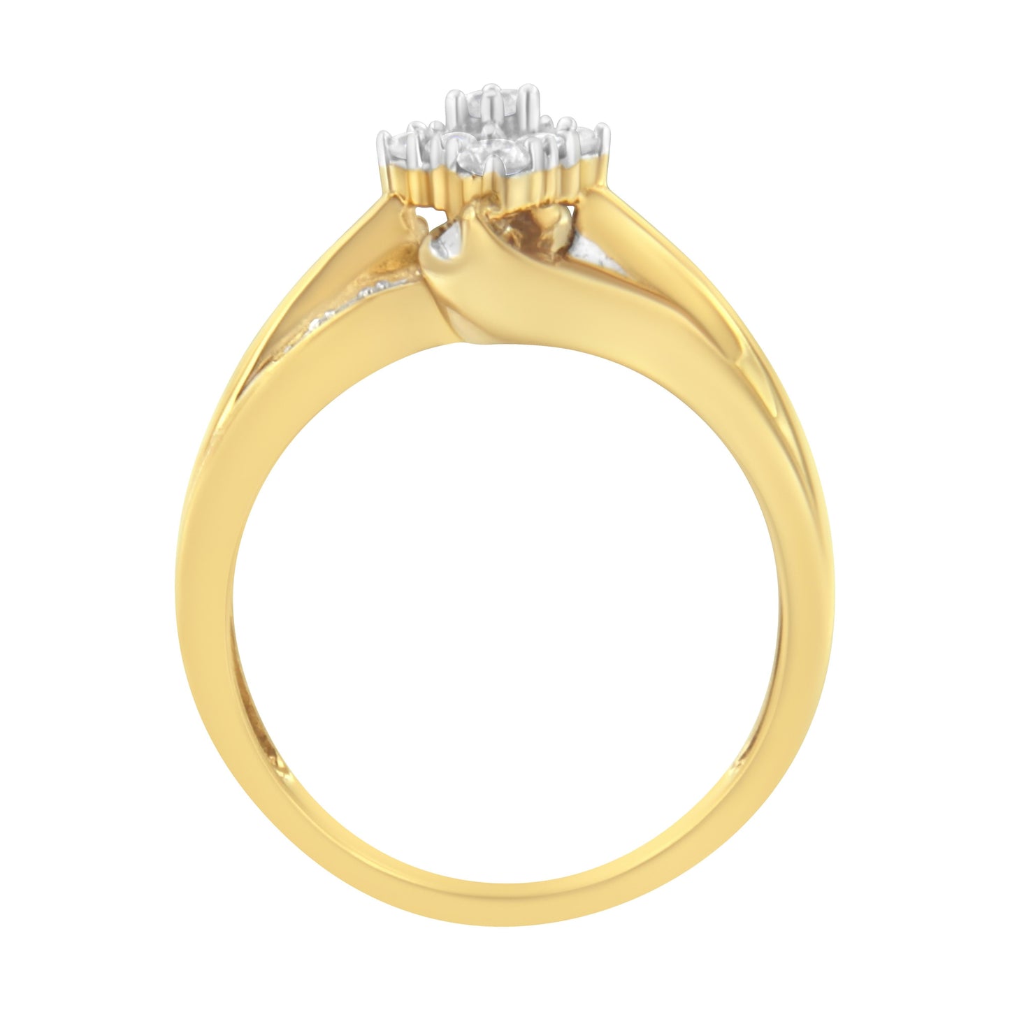 10K Yellow Gold 1/2 cttw Diamond Cluster Cocktail Ring - Size 7