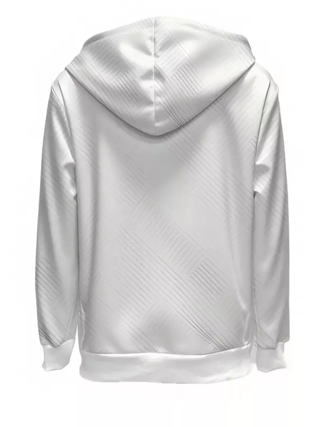 Texture Zip-Up Hoodie with Adjustable Drawstring