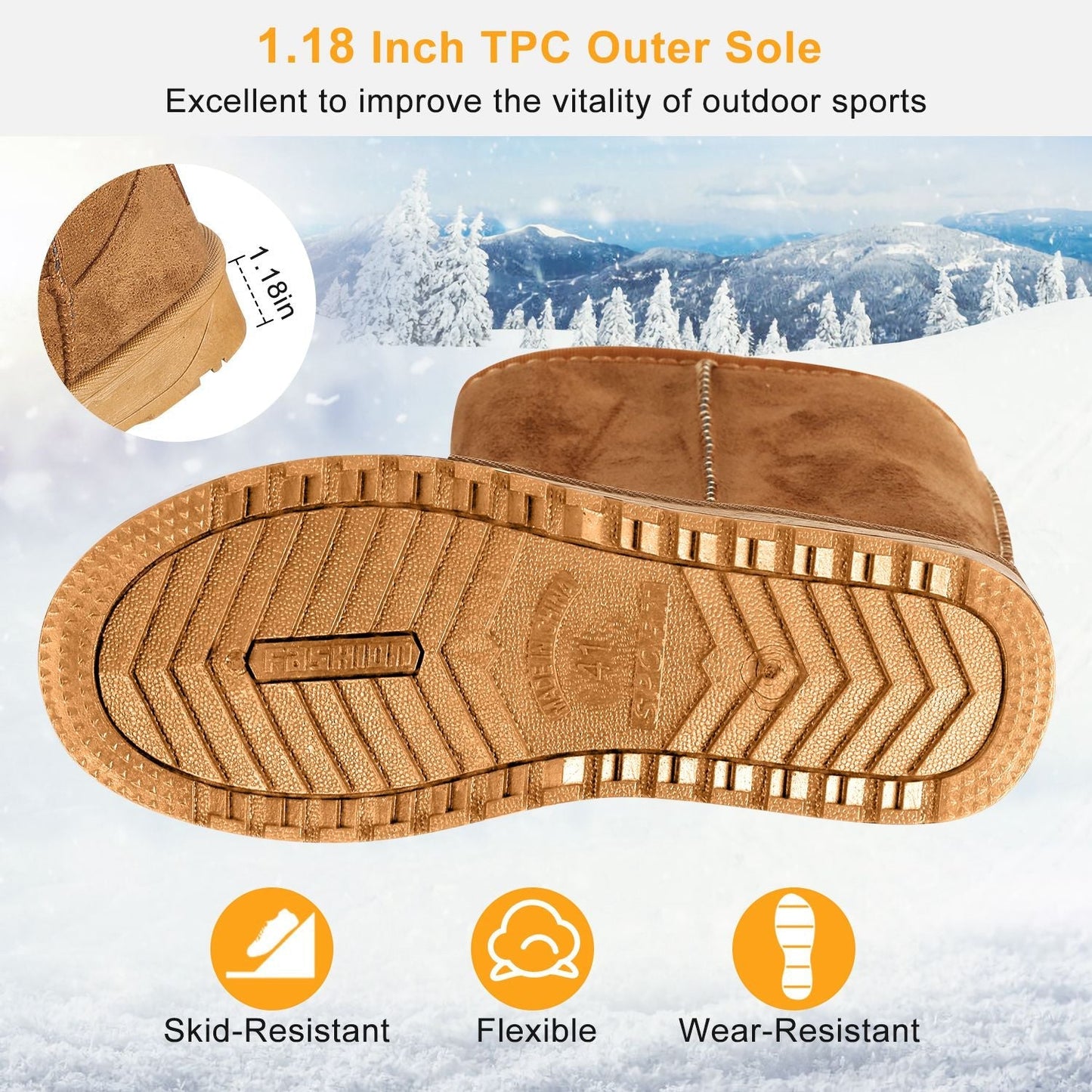 Women’s Waterproof Faux Suede Mid-Calf Snow Boots with Fur Lining