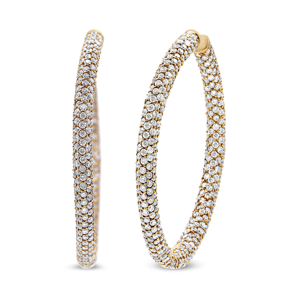 Pendientes de aro eternos de diamantes engastados en pavé de oro rosa de 18 quilates