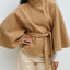 Manteau Trench Élégant d'Hiver à Col Montant et Manches Chauve-Souris pour Femmes