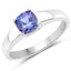Anillo de Compromiso de Tanzanita Genuina de 1.05 Quilates en Plata de Ley