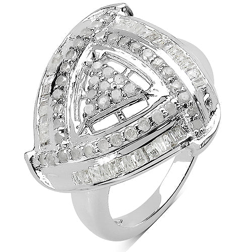 1.23 Carat Genuine White Diamond Sterling Silver Engagement Ring
