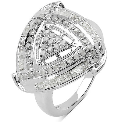 1.23 Carat Genuine White Diamond Sterling Silver Engagement Ring