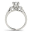 Anillo de Compromiso de Diamante Redondo de 3 Piedras con Shank Dividido de Oro Blanco de 14k