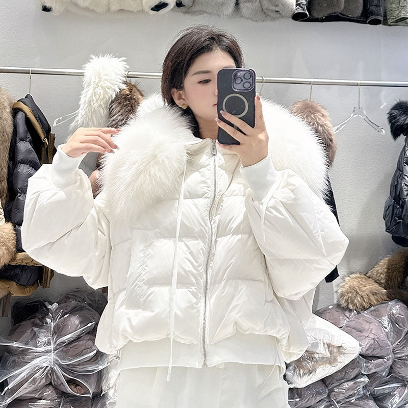 Women's Premium Down Jacket with Fur Trim