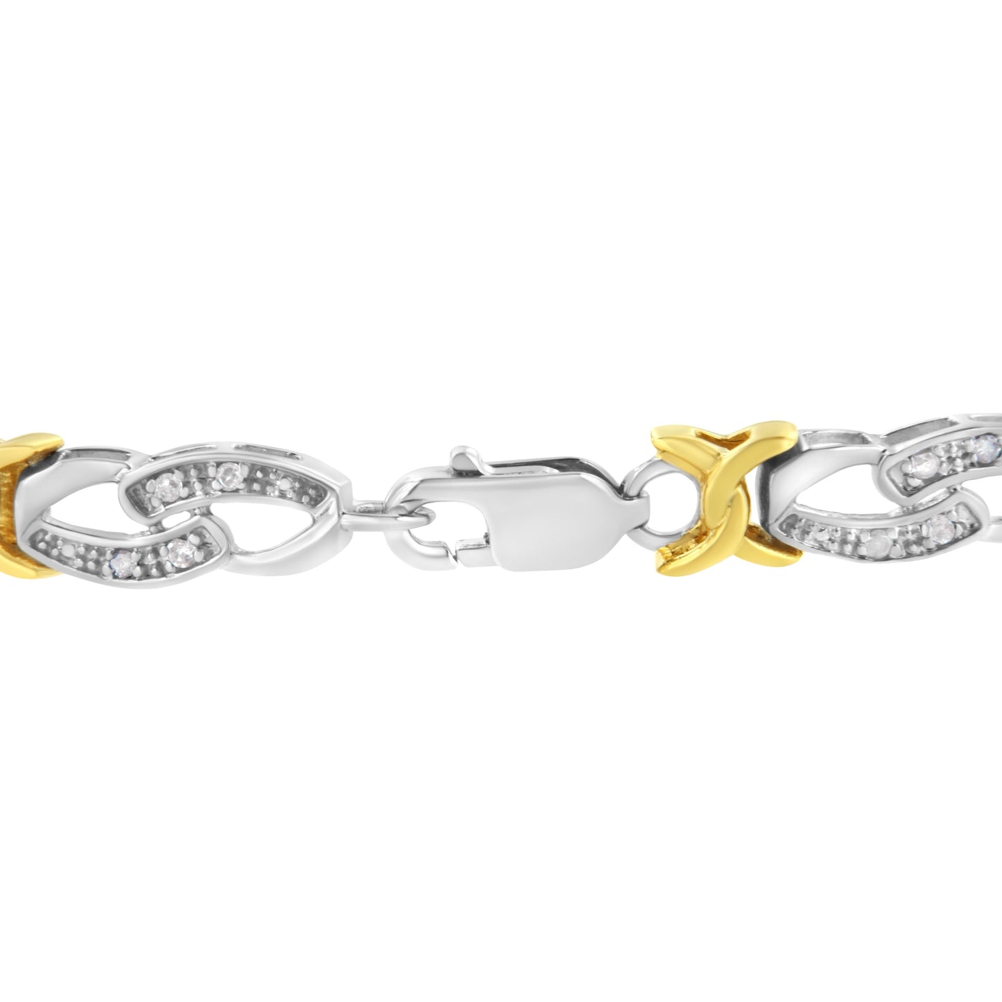 Pulsera de Infinito de Diamantes de Plata Esterlina Bañada en Oro Amarillo de 10k - Tamaño 7.25"
