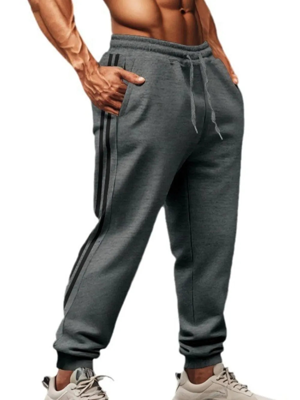 Pantalons de survêtement à cordon pour hommes grandes tailles avec poches