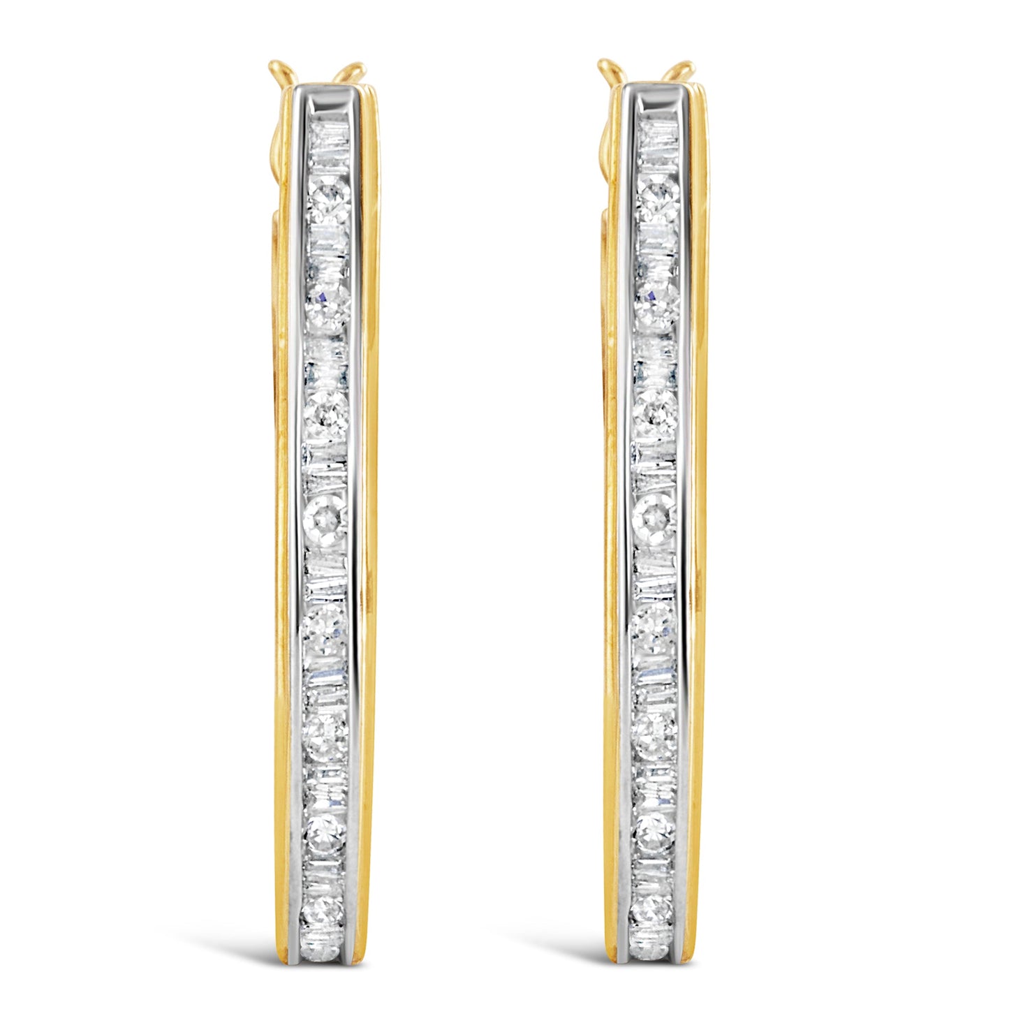 Boucles d'oreilles U-Hoop en or jaune 10K avec 1,00 cttw de diamants