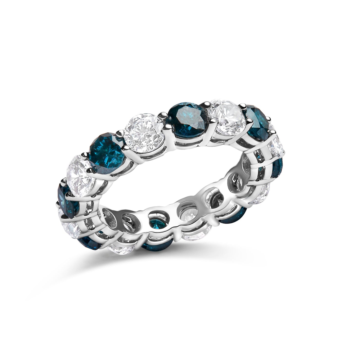 Bague en Eternité Alternée en Diamant en Or Blanc 14K