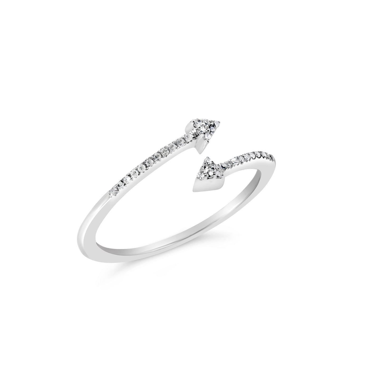 .925 Sterling Silver Diamond Double Arrowhead Open Ring - Size 6