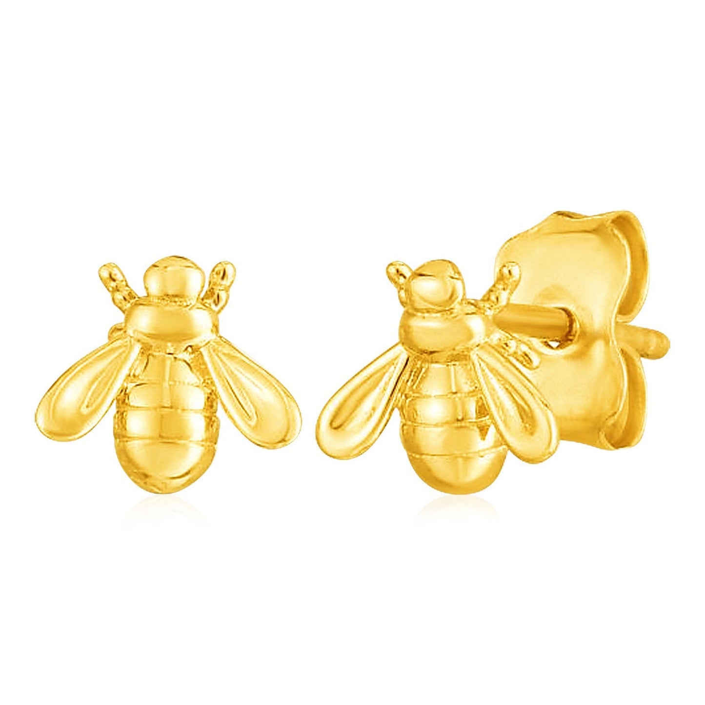 Pendientes de Stud de Abeja Elegantes en Oro Amarillo de 14k