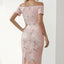 Robe midi charmante à épaules dénudées avec fente