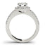 14k White Gold Halo Diamond Engagement Ring with Double Row Band