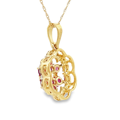 .46ct Ruby and Diamond Pendant in 10KT Yellow Gold
