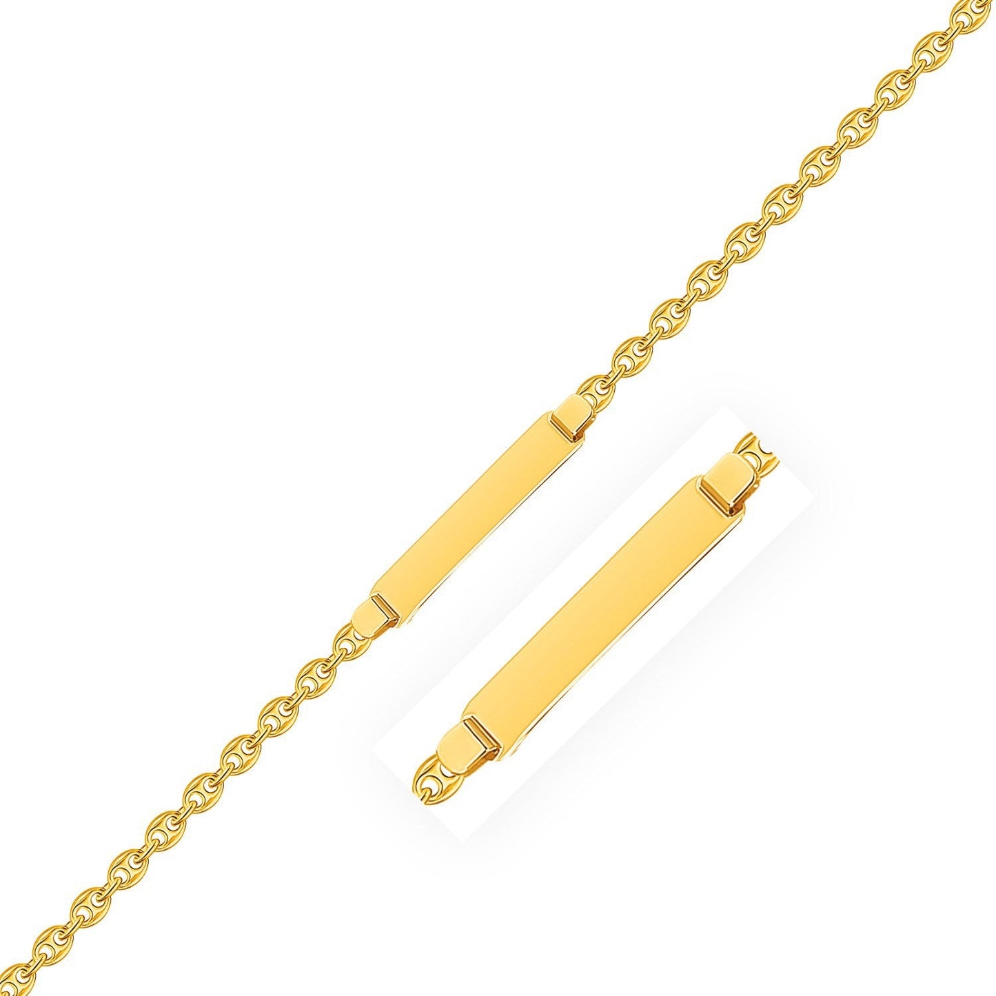Bracelet d'identification pour enfants en or jaune 14 carats avec maillons mariner gonflés